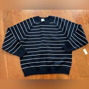 Banana Republic Cotton Reversible Navy and White Striped Crewneck Sweater NWT